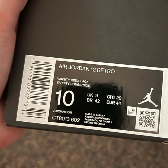 Air Jordan 12 Retro, VARSITY RED/BLACK, Men’s US size 10 NEVER WORN. BRAND NEW. - Picture 5 of 7